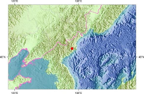 這張來自中國地震局網(wǎng)站的地圖標出了北京時間2月12日10時57分朝鮮發(fā)生地震的位置。 新華社發(fā)（中國地震局）